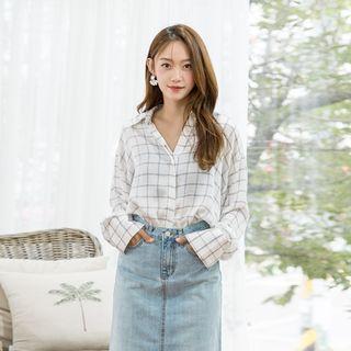 Textured Oversized Check Shirt