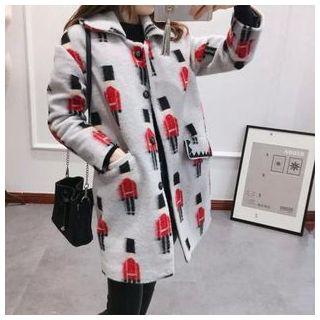 Printed Snap-button Coat