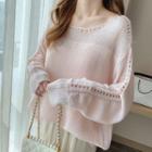 Lace Trim Ribbed Sweater