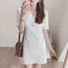 Short-sleeve Mini A-line Linen Dress