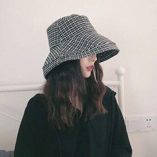 Plaid Acrylic Blend Bucket Hat