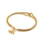 Simple And Cute Plated Gold Elephant 316l Stainless Steel Double-layer Bracelet Golden - One Size