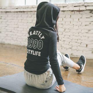 Long-sleeved Lettering Slim Hoodie