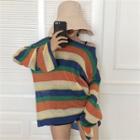 Rainbow-stripe Oversized Sweater Stripe - One Size