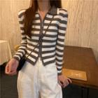 Striped Knit Zipped Jacket