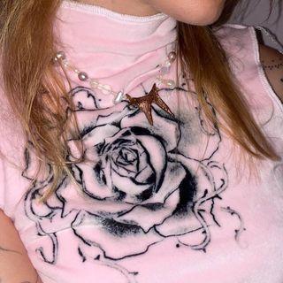 Rose Printed Cropped Tank Top