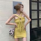 Halter-neck Mini Bodycon Dress Curcumin - One Size