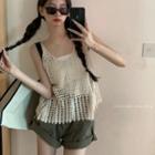 Sleeveless Loose Knit Top White - One Size