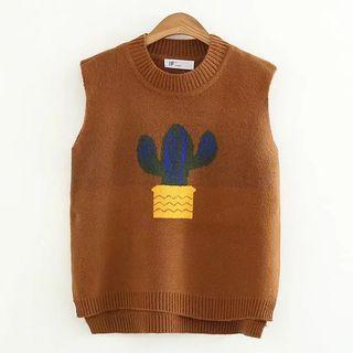 Cactus Print Knit Vest