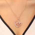 Rhinestone Heart Mom Lettering Pendant Necklace