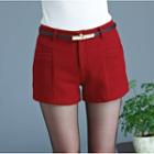 Pocketed Woolen Shorts