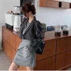 Crop Blazer / Irregular Slim-fit Sleeveless Dress