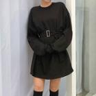 Long-sleeve Pullover Minidress With Belt