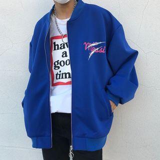 Printed Zip-up Baseball Jacket