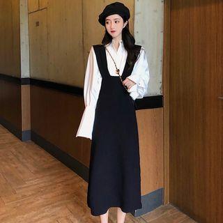 Knit Pinafore Dress Black - One Size