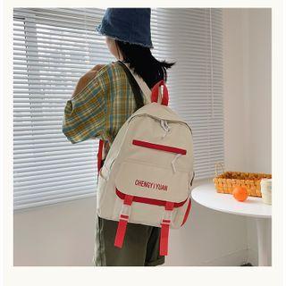 Lettering Buckled Canvas Backpack