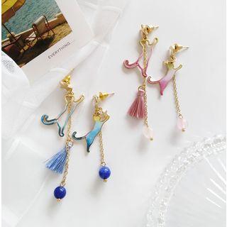 Gradient Cat Tassel Dangle Earring