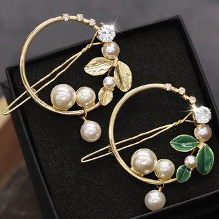 Faux Pearl & Branches Hoop Hair Clip