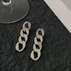 Chain Rhinestone Alloy Dangle Earring 1 Pair - Earrings - Silver Pin - Chain - Silver - One Size