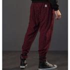 Couple Matching Buckle Cuff Plaid Harem Pants