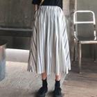 Striped A-line Midi Skirt As Shown In Figure - One Size