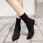 High-heel Pointy-toe Short Knit Boots