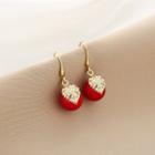 Leaf Rhinestone Bead Dangle Earring 1 Pair - E1300-6 - Red & Gold - One Size