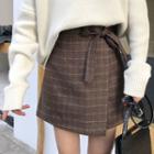 Checked Woolen A-line Skirt