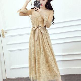 Mock Two-piece Midi Lace Dress