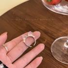 Fox Glaze Alloy Open Ring Open Ring - Fox - Pink & Silver - One Size