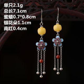 Flower Drop Earring 1 Pair - Yellow & Blue - One Size
