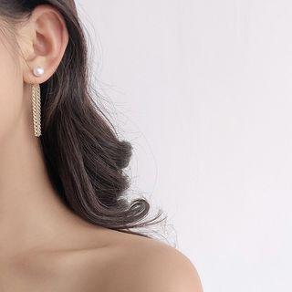 Faux Pearl Tasseled Clip-on Earring