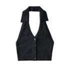 Collared Single-breasted Knit Vest
