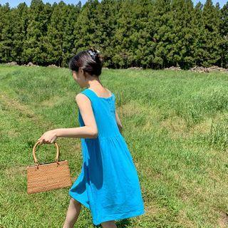 Shirred Linen Blend Sundress