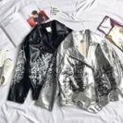 Printed Metallic Biker Jacket