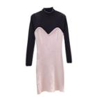 Two-tone Long-sleeve Knit Dress
