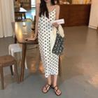 Plain Knit Shawl / Floral Print Slipdress