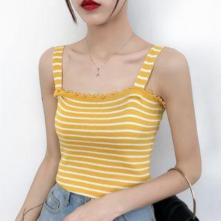 Ruffled Striped Camisole Knit Top
