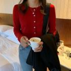 Button-up Long-sleeve Cropped T-shirt