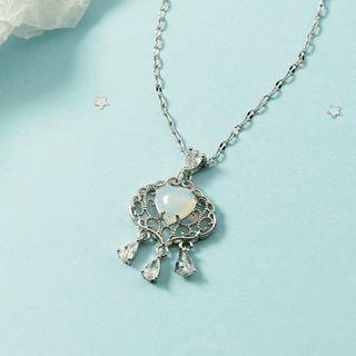 Lock Moonstone Pendant Necklace Necklace - Silver - One Size