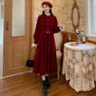 Long-sleeve Velvet Midi A-line Dress / Top