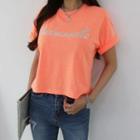 Lettered Cropped Neon T-shirt