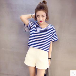 Short-sleeve Striped Nursery T-shirt