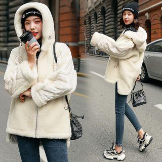 Fleece Panel Hooded Zip-up Jacket