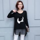 Embellished Dog Long-sleeve T-shirt