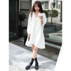 Mock-neck A-line Shirtdress