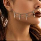Sword / Moon Chained Nose Ring Earring