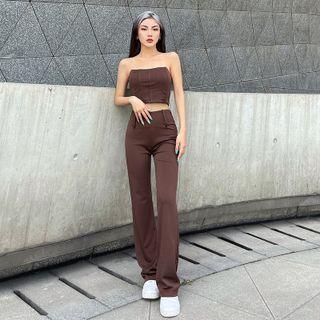 Set: Tube Top + Straight-leg Pants