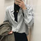 Pinstriped Blouse White & Gray - One Size