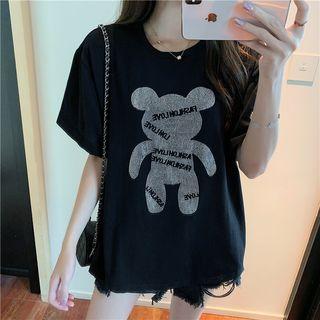 Short-sleeve Glitter Printed T-shirt